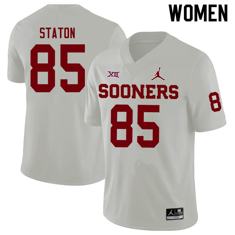 Women #85 Devin Staton Oklahoma Sooners Jordan Brand College Football Jerseys Sale-White